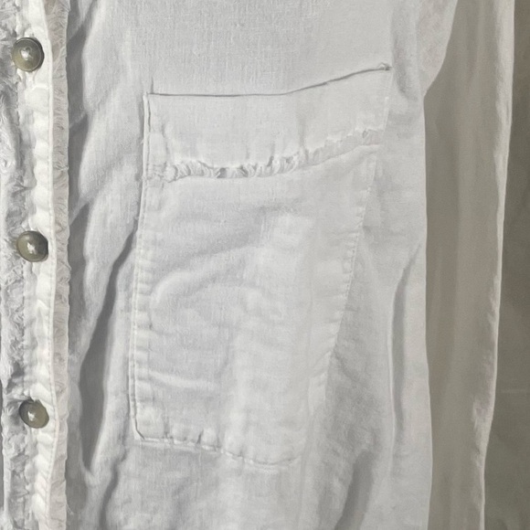 Free People We the Free Made For Sun Linen Cotton Button Down Shirt White XS - Picture 4 of 8